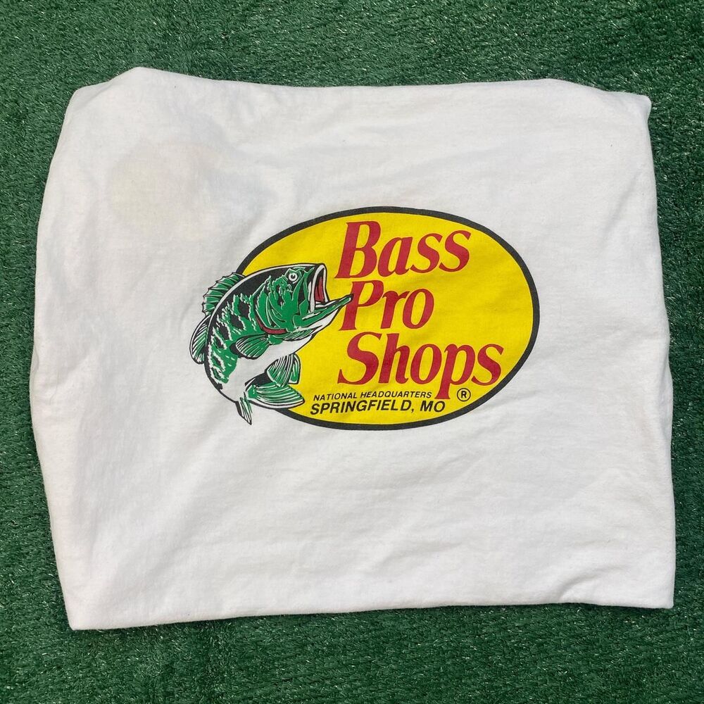 Bass-pro-shops Men's White and Green T-shirt